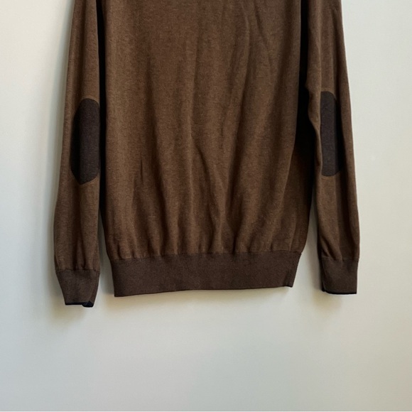 Raffi Reversible Vanise Henley Venley sweater Shirt Brownstone/Clay Elbow Patch - Picture 10 of 16